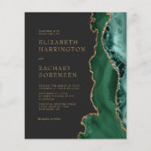 バジェットエメラルドグリーンアゲート金ゴールド結婚式招待状 (正面)