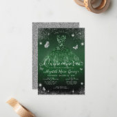 バジェットエメラルドグリーングラムグリッターガウンキンセアニェラ ノートカード (正面/裏面インサイチュ)