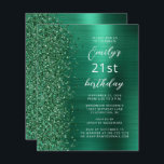 バジェットエメラルドグリーングラム21st誕生日招待状<br><div class="desc">この離れ誕生会の招待の手の端はエメラルドモダングリーンのグリッターを備え縁どている。カスタマイズ可能な文字は、エメラルドの緑のブラシ付きメタルの背景に白のスクリプトとサンセリフのフォントを組み合わせフェイクている。裏面は一致するデザインを備える。</div>