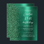 バジェットエメラルドグリーングラム21st誕生日招待状<br><div class="desc">この離れ誕生会の招待の手の端はエメラルドモダングリーンのグリッターを備え縁どている。カスタマイズ可能な文字は、エメラルドの緑のブラシ付きメタルの背景に白のスクリプトとサンセリフのフォントを組み合わせフェイクている。裏面は一致するデザインを備える。</div>