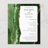 バジェットエメラルドグリーングリッター結婚式 プログラム (正面)