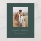 バジェットエメラルドグリーンシンプル結婚式招待状 (裏面)