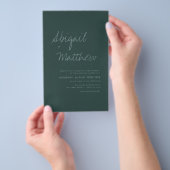 バジェットエメラルドグリーンシンプル結婚式招待状 チラシ (ハンドル)