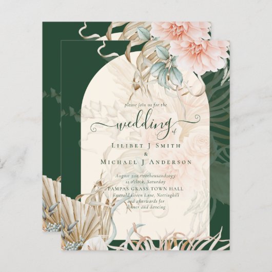 バジェットエメラルドグリーンパンパスグラス結婚ピーチ (正面/裏面)