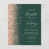 バジェットエメラルドグリーンピーチQRコードウェディング招待 (正面)