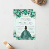 バジェットエメラルドグリーンフローラプリンセスキンセアニラ ノートカード (正面/裏面インサイチュ)