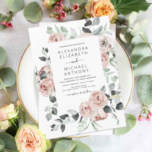 バジェットエメラルドグリーンフローラ結婚式招待状