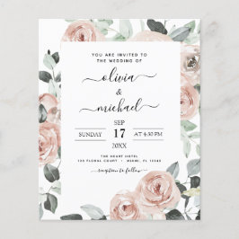 バジェットエメラルドグリーンフローラ結婚式招待状 チラシ