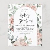 バジェットエメラルドグリーンベビーシャワーフローラ招待状 (正面)