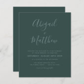 バジェットエメラルドグリーンミニマリスト結婚式招待状 (正面/裏面)