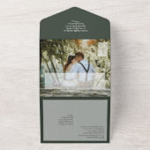 バジェットエメラルドグリーンモノクロ文字 オールインワン招待状 (外側)