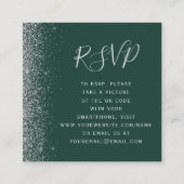 バジェットエメラルドグリーン結婚シルバーのQRコードRSVP エンクロージャーカード (正面)