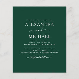 バジェットエメラルドグリーン結婚ズとフォト招待状 チラシ