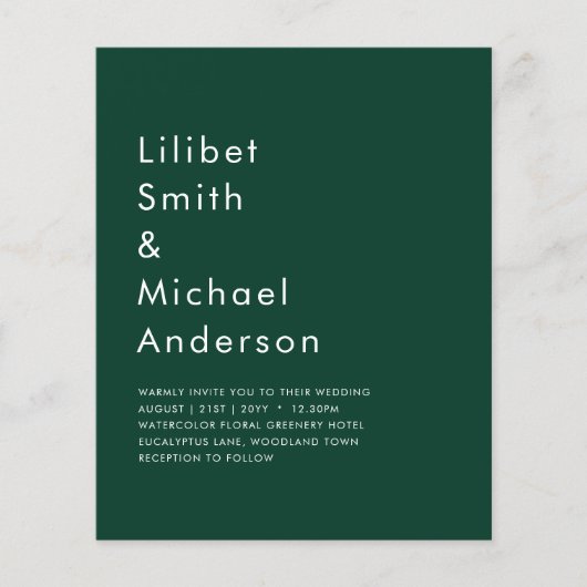 バジェットエメラルドグリーン結婚モノクロ チラシ (正面)