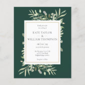 バジェットエメラルドグリーン結婚リーフのフォト招待状 (正面)