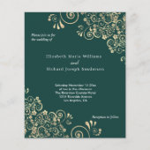 バジェットエメラルドグリーン金ゴールドスワール結婚式招待状 (正面)