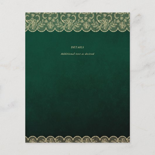 バジェットエメラルドグリーン金ゴールドレース結婚ズ (裏面)