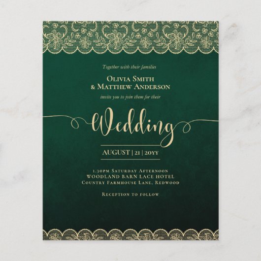 バジェットエメラルドグリーン金ゴールドレース結婚ズ (正面)