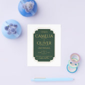 バジェットエメラルドグリーン金ゴールド結婚モノクロ紙 チラシ (シングル)