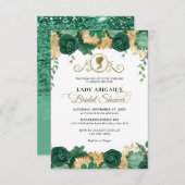 バジェットエメラルドフローラビクトリアンブライダルシャワー ノートカード (正面/裏面)