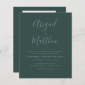 バジェットエメラルドモダンフォト結婚式招待状 (正面/裏面)