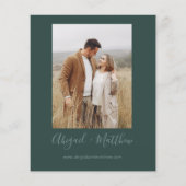 バジェットエメラルドモダンフォト結婚式招待状 (裏面)