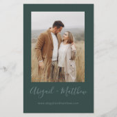 バジェットエメラルドモダンフォト結婚式招待状 チラシ (裏面)