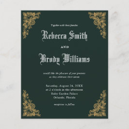 バジェットエメラルドヴィンテージレース結婚式招待状