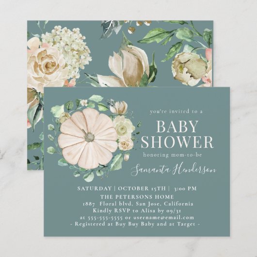 バジェットエレガンスアイボリーパンプキンフローラベビーシャワー (正面/裏面)