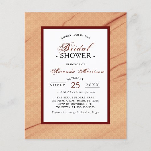 バジェットエレガンスモダンブルガンディシルクブライダルシャワー (正面)