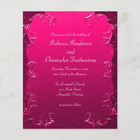 バジェットエレガンス:ピンククラシック結婚式招待状 チラシ (正面)