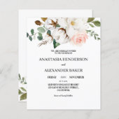 バジェットエレガントな結婚式招待状。 (正面/裏面)