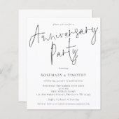 バジェットエレガントな結婚記念日パーティー招待状 (正面/裏面)