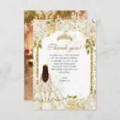 バジェットエレガントアイボリーフローラ写真キンチェニェラ サンキューカード (正面/裏面)