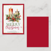 バジェットエレガントウォーターカラーキャンドルメリークリスマス ノートカード (正面/裏面)
