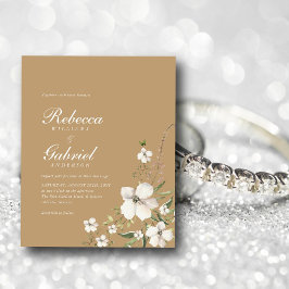 バジェットエレガントウォーターカラーフローラフォトウェッド招待状