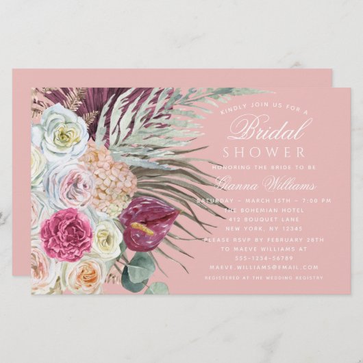 バジェットエレガントウォーターカラーフローラブライダルシャワー (正面/裏面)