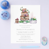 バジェットエレガントウォーターカラーブライダルシャワー招待 チラシ (シングル)