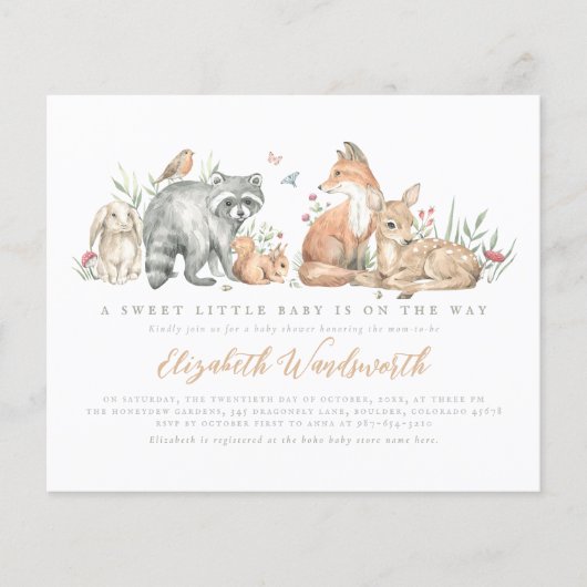 バジェットエレガントウッドランドフォレストアニマルズベビーシャワー (正面)