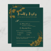 バジェットエレガントエメラルドグリーン&金ゴールドフローラRSVP (正面/裏面)