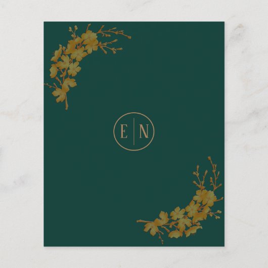 バジェットエレガントエメラルドグリーン&金ゴールドフローラRSVP (裏面)