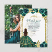 バジェットエレガントエメラルドフローラフォトキンセアニラ サンキューカード (正面/裏面)