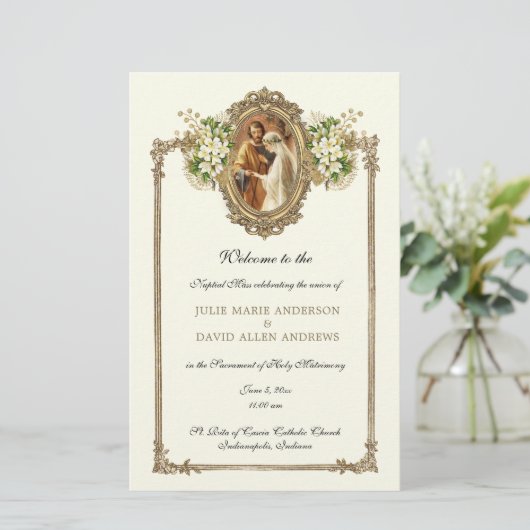 バジェットエレガントカトリック結婚式 プログラム文房具 便箋 (スタンド正面)