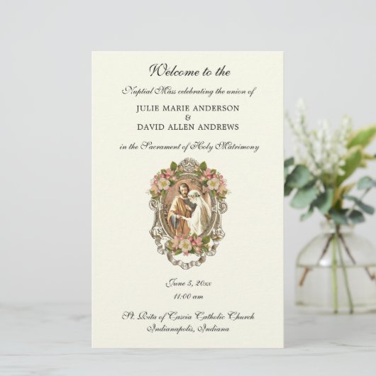 バジェットエレガントカトリック結婚式 プログラム文房具 便箋 (スタンド正面)