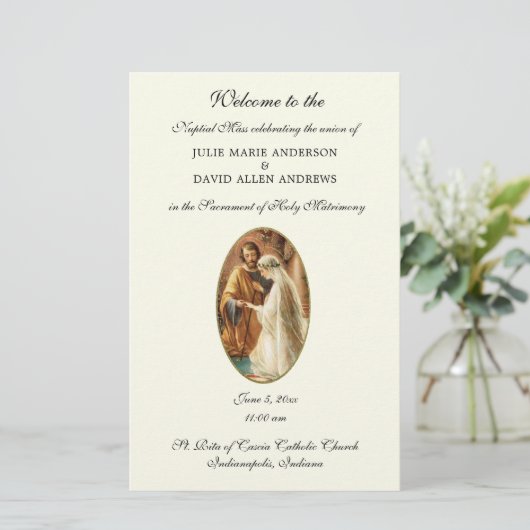 バジェットエレガントカトリック結婚式 プログラム文房具 便箋 (スタンド正面)