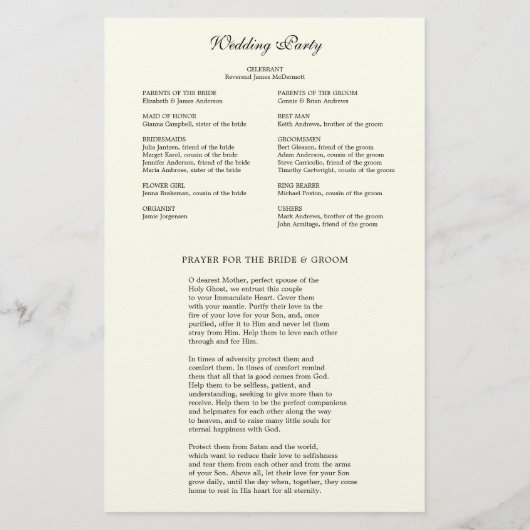 バジェットエレガントカトリック結婚式 プログラム文房具 便箋 (裏面)