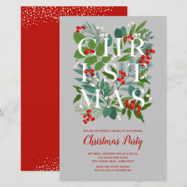 バジェットエレガントクリスマスグリーン招待状