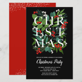 バジェットエレガントクリスマスグリーン招待状
