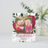 バジェットエレガントグラムレッドローゼスグリッターホリデーカード (スタンド正面)