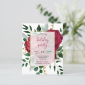 バジェットエレガントグラムレッドローゼズホリデーパーティー招待状 (スタンド正面)